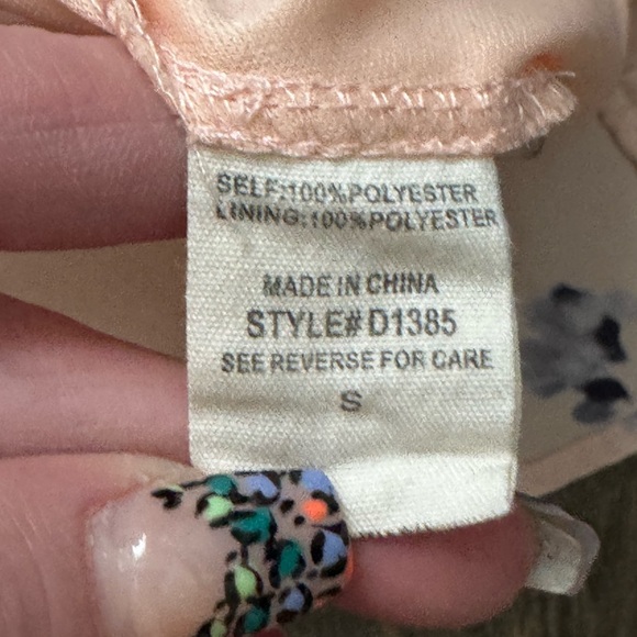 KARLIE Floral Peach V-neck Cami Ruffle Dress Small - Picture 6 of 6